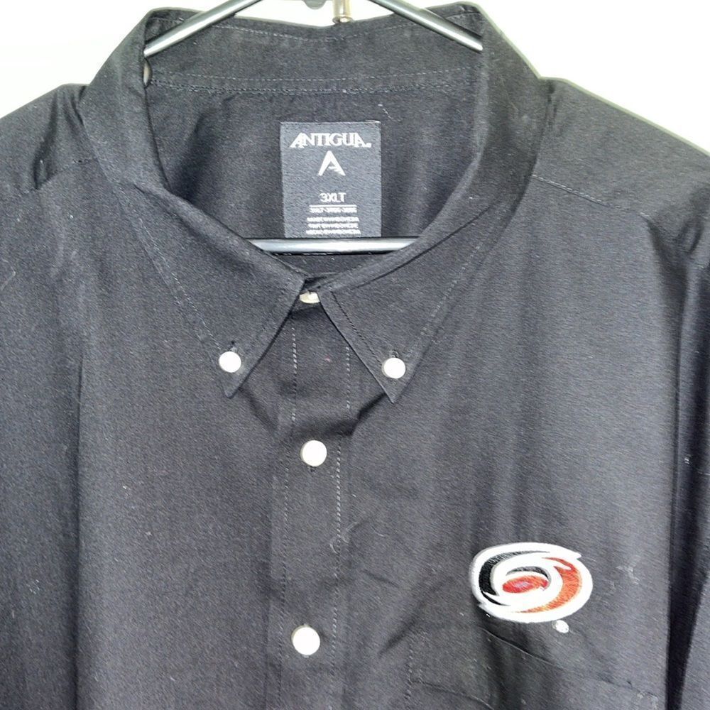 Antigua Big Man Carolina Hurricanes Black Work LS button down Shirt 3XLT Tall